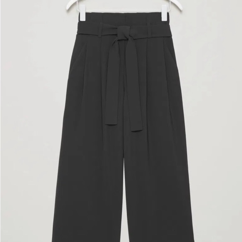 COS Trouser Women’s Relaxing fit High-Waisted wide-Leg cropped tie front size L - Picture 4 of 13